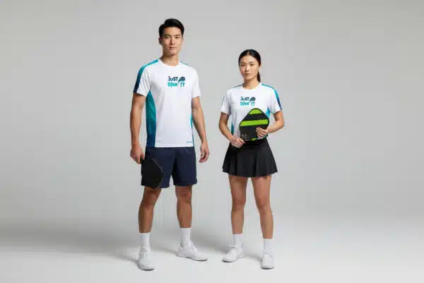 Áo Pickleball Just Dink It - trắng xanh - SPA00037 - mockup couple